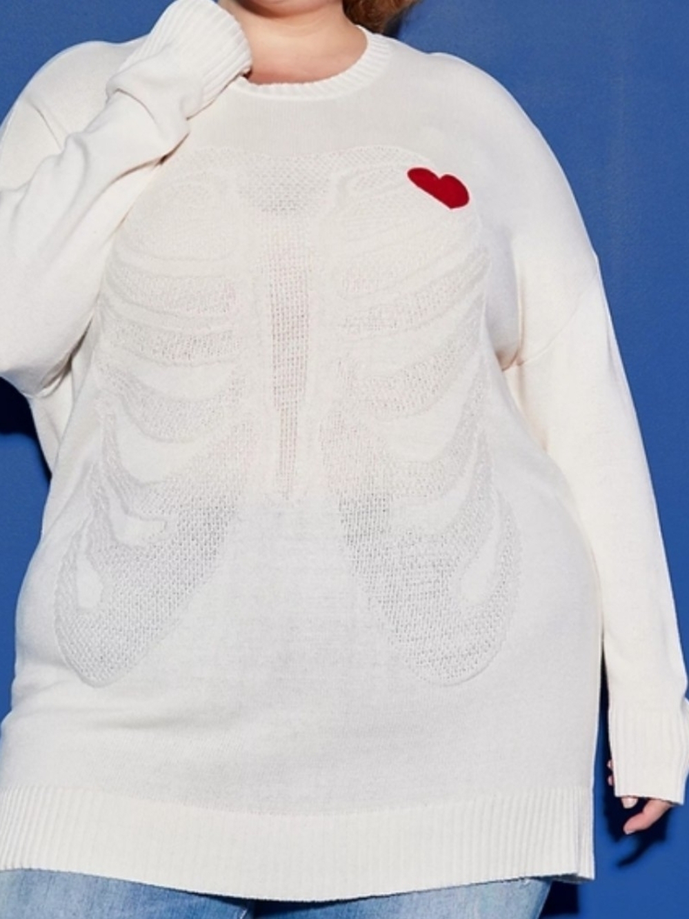Torrid Lovesick Plus Size Skeleton Stitch Rib Cage Heart Pullover Sweater